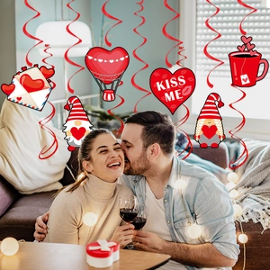 Valentine gnome hanging spiral decorations with heart card for romantic indoor party decor