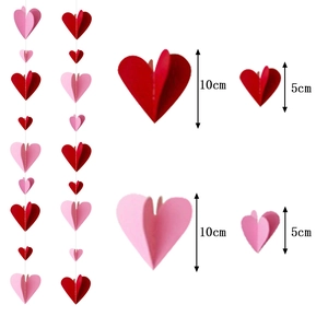 3D heart paper garland in red and pink for Valentines wedding party decorations