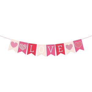 Pink and red LOVE heart bunting banner for Valentine's Day wedding party decoration