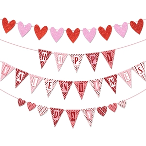 Bannière Joyeuse Saint Valentin Guirlande Cœur Pailleté Papier Décoration Fête Chambre Romantique