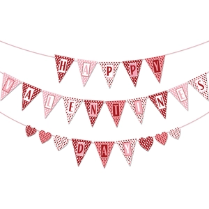 Kit de bannières Happy Valentine's Day rouge et rose avec cœurs pour décor de fête
