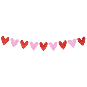 Guirlande de cœurs rouges et roses pailletés pour décoration de fête de Saint Valentin
