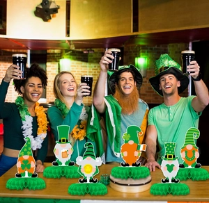 6Pcs St. Patrick's Day gnome honeycomb table centerpieces for Irish party decor