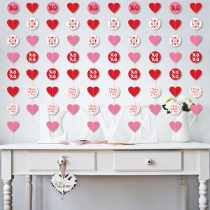 Hanging heart garland and XOXO banners set for Valentine's Day party decoration
