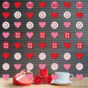 Valentine's Day Heart Garland Banner Love XOXO Hanging Decoration Paper Garland For Romantic Wedding Party Home Decor