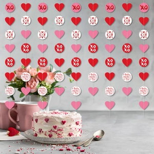 Valentine's Day heart wreath banner with XOXO and Love prints for romantic party decor
