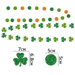 St. Patrick's Day Glitzer-Kleeblatt-Girlande mit grünen Kleeblättern und Punkten Deko