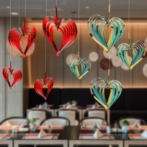 3D Herz Hängedekoration Metallpapier Spiral Herz Ornamente Valentinstag Hochzeit Party Haus Decken Deko