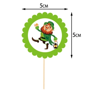 Green St. Patrick's Day cupcake topper featuring a cute Leprechaun illustration