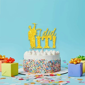 Golden glitter 'I did IT!' graduation cake topper with silhouette on a cream cake