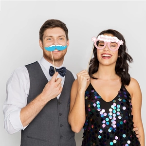 31pcs Winter Party Photo Props featuring Blue Beard and Hello Winter Snowflake Glasses
