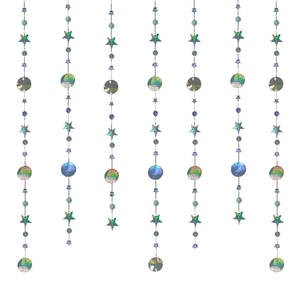 Iridescent hanging star and circle garland decorations for wedding or birthday parties