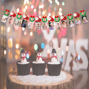 Striscione fotografico di Natale per il primo compleanno del bambino decorazione festa