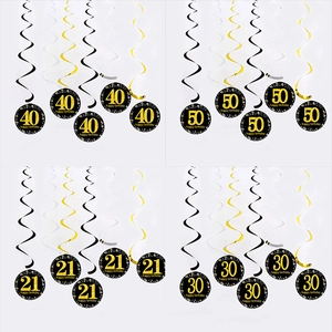 Decorazioni A Spirale Pendenti Buon Compleanno Spirali In PVC Pendenti In Cartone Celebrazione Anniversario Nero Oro