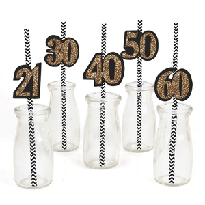 Cannucce Di Carta Decorative Numeri Età Glitterati Decorazione Festa Compleanno Anniversario Topper Per Dolci Chevron