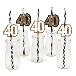Decorazione cannuccia numero 40 glitter oro per feste di compleanno e anniversari speciali