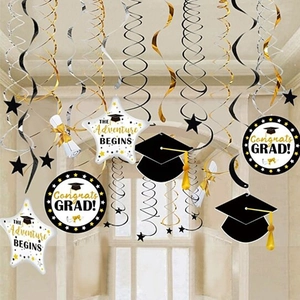 Décorations Suspendues En Spirale De Remise Des Diplômes Serpentins De Plafond Étoile En Papier PVC Ornement De Fête