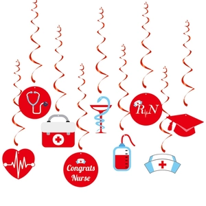 Décorations de fête de remise des diplômes d'infirmière avec spirales et cartes RN