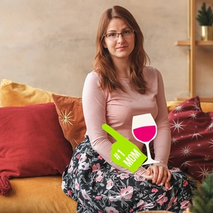 Accessoires photo pour la fête des mères avec signe #1 MOM et forme de verre à vin
