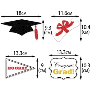 4-piece graduation photo props set with glitter Congrats Grad sign and mortarboard cap