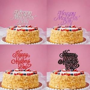 Happy Mother's Day glitter cake topper set in silver, purple, red and black finishes