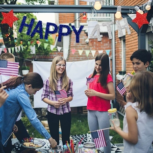 Glittery Happy 4th of July banner for Independence Day party outdoor decorations