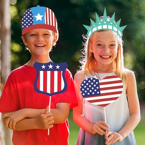 July 4th Independence Day party photo booth props with American flag designs