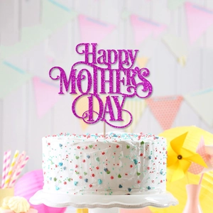Glitter pink Happy Mother's Day cake topper decoration for party dessert display
