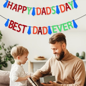Father's Day 'BEST DAD EVER' colorful party banner with ties decoration for home celebration