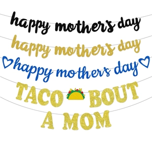 Glitter Happy Mothers Day Banner Sparkling Paper Garland Hanging Decorations For Party Theme Festive Photo Props