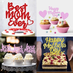 Décoration De Gâteau Fête Des Mères Papier Pailleté Best Mom Ever Happy Mother's Day Picks Décoration De Fête