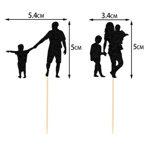 Father's and Mother's Day glitter cake toppers featuring family member silhouettes