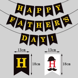 Happy Father's Day banner decorations with hat and mustache elements for party decor