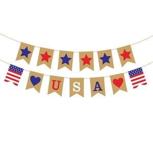 Happy Independence Day bunting banner with USA letters and stars for patriotic party decor
