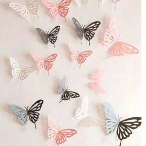 3D Hollow Paper Butterfly Wall Stickers Laser Cut Butterflies Cake Toppers For Wedding Birthday Party Home Background Decor