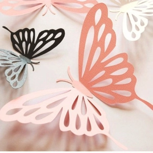 Set of 3D hollow paper butterfly wall stickers for wedding party and home decoration