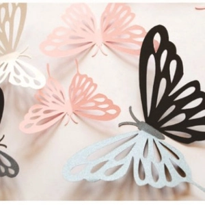 3D hollow paper butterflies in gold and silver for elegant home wall decoration
