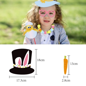 Easter photo booth props set with rabbit hats, eggs and carrots for party decoration