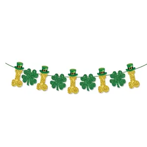 Glitzernde grüne Kleeblatt und Gold Banner Dekoration für St. Patrick's Day Partys