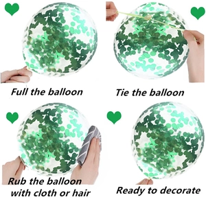 Guide for St. Patrick's Day clear latex balloons with emerald green sparkling sequins