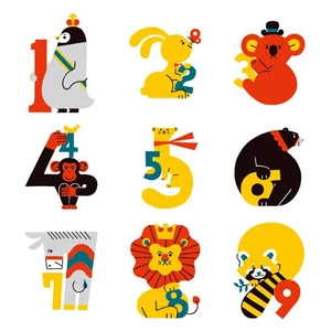 Guirlande photo chiffres 1-9 thème animaux pour décoration de fête bébé