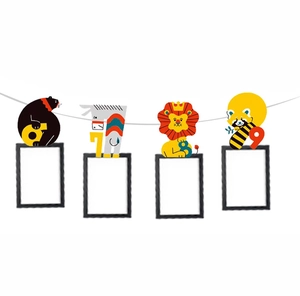 Banderole photo thème animaux avec chiffres 6 à 9 pour décoration de fête d'enfants