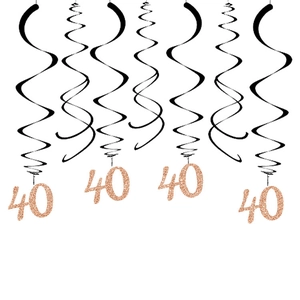 Rose gold 40th birthday PVC spiral hanging swirls for anniversary party decoration