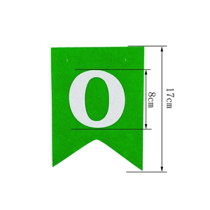 Green felt swallowtail banner with white letter O for American football party decor