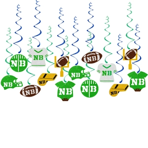 American football themed party spiral swirl decorations and hanging ornaments set