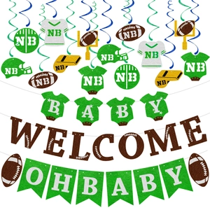 American Football Theme Party Banner Hanging Swirls Baby Shower Birthday Celebration Sports Style Paper Cardboard
