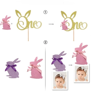 Osterhase Kuchendeko und Girlanden Set für Kinder zum ersten Geburtstag Party Dekoration