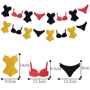 Gold glitter lingerie banner for bachelorette parties including bra and panties shapes