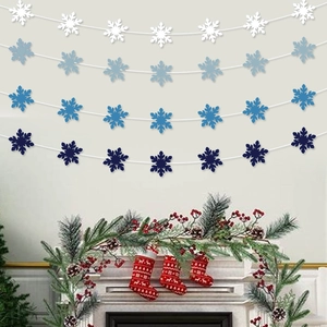 Snowflake Garland Hanging Decorations Paper Cardstock For Christmas Winter Wonderland Party Wedding Home Decor