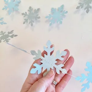 Blue and white 3D snowflake hanging garlands for Christmas and winter party decorations